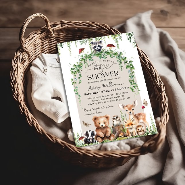 Skogsdjur Greenery Mushroom Baby Shower Inbjudningar (Skapare uppladdad)