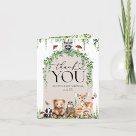 Skogsdjur Greenery Mushroom Baby Shower Tack Kort