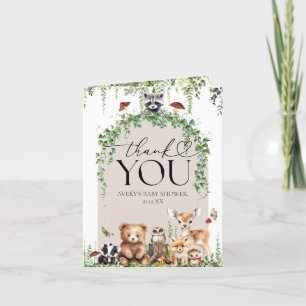 Skogsdjur Greenery Mushroom Baby Shower Tack Kort