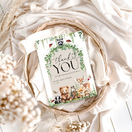 Skogsdjur Greenery Mushroom Baby Shower Tack Kort