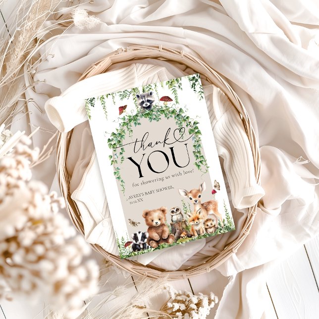 Skogsdjur Greenery Mushroom Baby Shower Tack Kort (Skapare uppladdad)