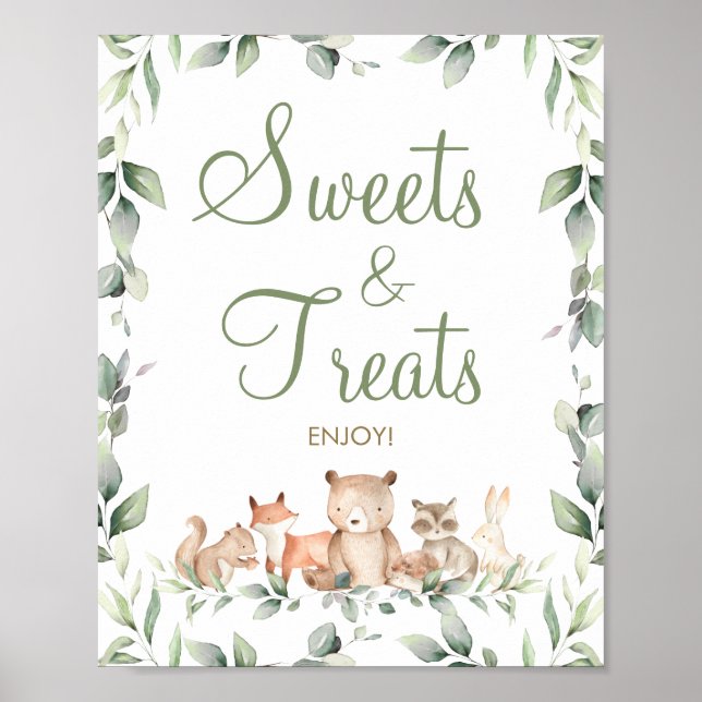 Skogsdjur Greenery Sweets & Treats Dessert Poster (Framsidan)