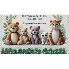 Skogsdjur Grön och Lavendel Bebisens Första Steg F Inbjudningar