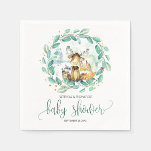 Skogsdjur Grönska Baby Shower Pappersservett