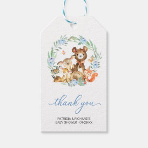 Skogsdjur Grönska Baby Shower Tack Presentetikett