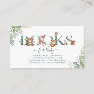 Skogsdjur grönska Böcker för Baby Shower E Tilläggskort