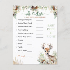 Skogsdjur Hjort Baby Shower Pojklek Vykort