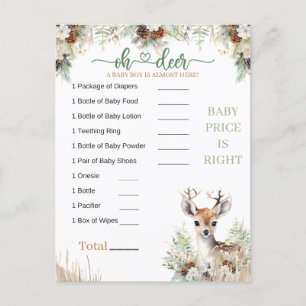 Skogsdjur Hjort Baby Shower Pojklek Vykort