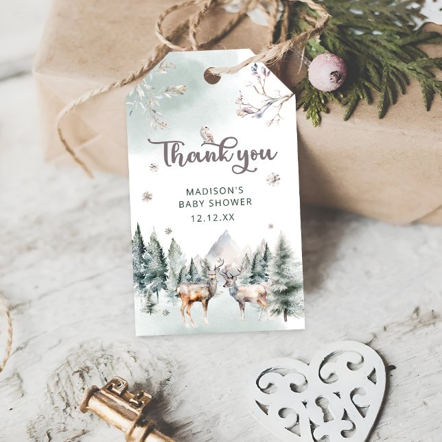 Skogsdjur, Hjort, babyskor, Tack Presentetikett (Skapare uppladdad)