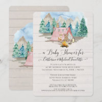 Skogsdjur Hjorten Bear Blommigt Rustic Baby Shower