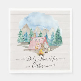 Skogsdjur Hjorten Bear Blommigt Rustic Baby Shower Pappersservett