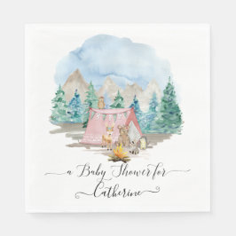 Skogsdjur Hjorten Bear Blommigt Rustic Baby Shower Pappersservett