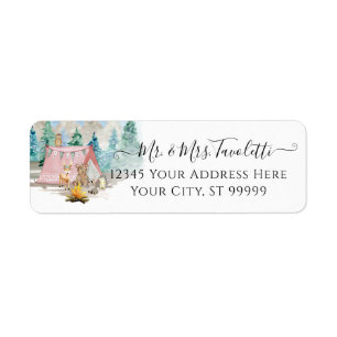 Skogsdjur - Hjorten Bear Woodland Girl Shower Returadress Etikett