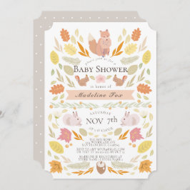 Skogsdjur - höstblomma Babyskö Inbjudningar