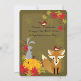 Skogsdjur hösten 1:a födelsedagsinbjudan inbjudningar