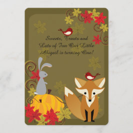 Skogsdjur hösten 1:a födelsedagsinbjudan inbjudningar
