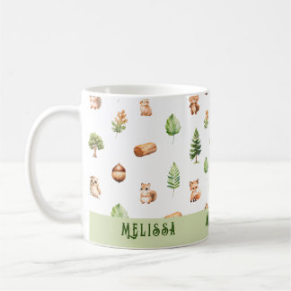 Skogsdjur i kålskog kaffemugg