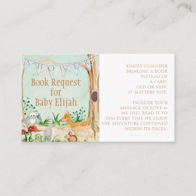 Skogsdjur i skogarna Hjort Uggla Bok Visitkort (Framsida)