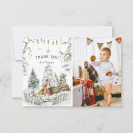 Skogsdjur i skogarna Winter Birthday Tack Kort