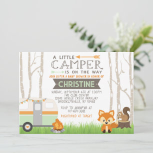 Skogsdjur i skogskammaren Woodland RV, babyskor Inbjudningar