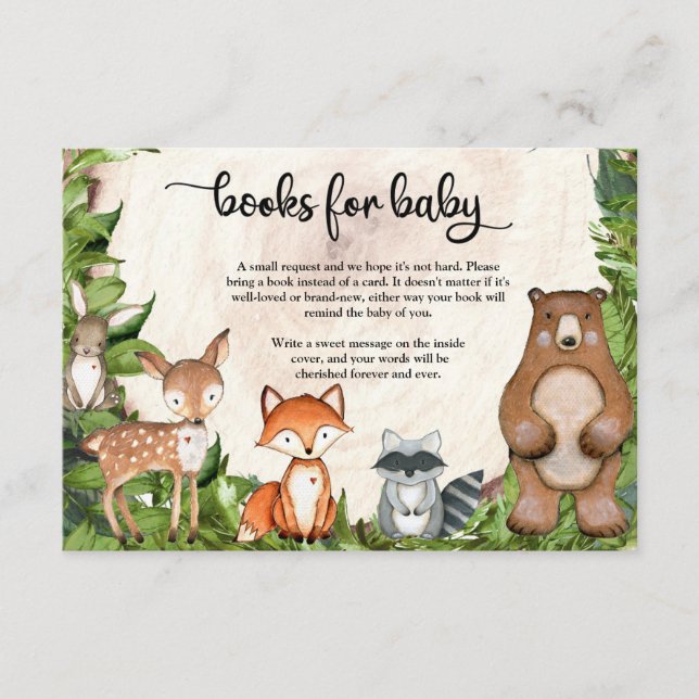 Skogsdjur i skogsområden, grönaktiga trädsdelar tilläggskort (Framsida)