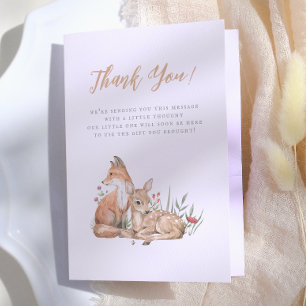 Skogsdjur i vintage utförande till baby shower tack kort