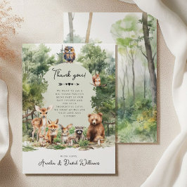 Skogsdjur i Woodland Äventyr Baby Shower Tack Kort