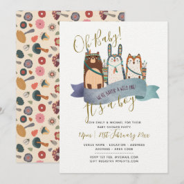 Skogsdjur - Inbjudningskort för babyskor - en BOY