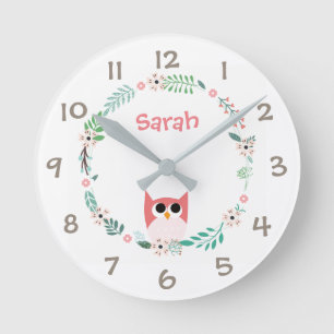 Skogsdjur Kids Nursery Wall Clock Rund Klocka