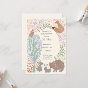 “Skogsdjur lantlig baby shower” Inbjudningar
