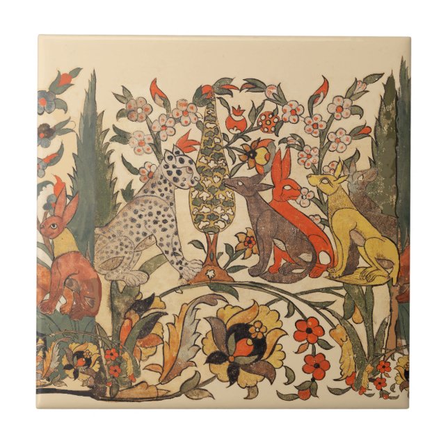 SKOGSDJUR, LEOPARD, JACKALS, KANINER, FLÖDEN KAKELPLATTA (Framsidan)