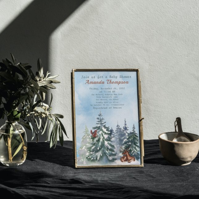 Skogsdjur liggande Äventyr babyskor Inbjudningar (Skapare uppladdad)