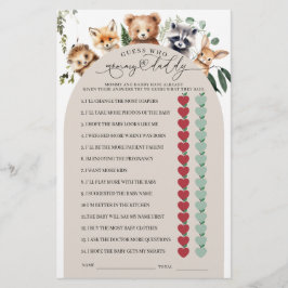 Skogsdjur Mamma eller Pappa Baby Shower Game