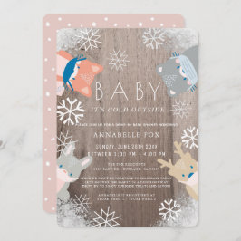 Skogsdjur Mask Rosa Drive by Baby Shower Inbjudningar