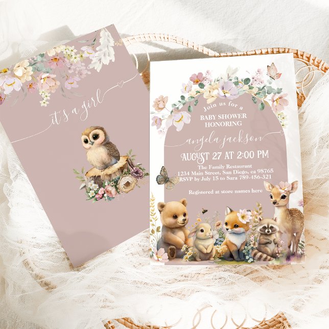 Skogsdjur med vildblomma Baby Shower Inbjudningar (Skapare uppladdad)