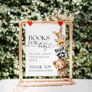 Skogsdjur Modern Baby Shower Bokar Poster