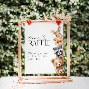 Skogsdjur Modern Baby Shower Diaper Poster