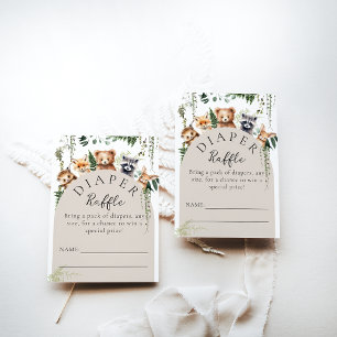 Skogsdjur Modern Baby Shower Diaper Tilläggskort