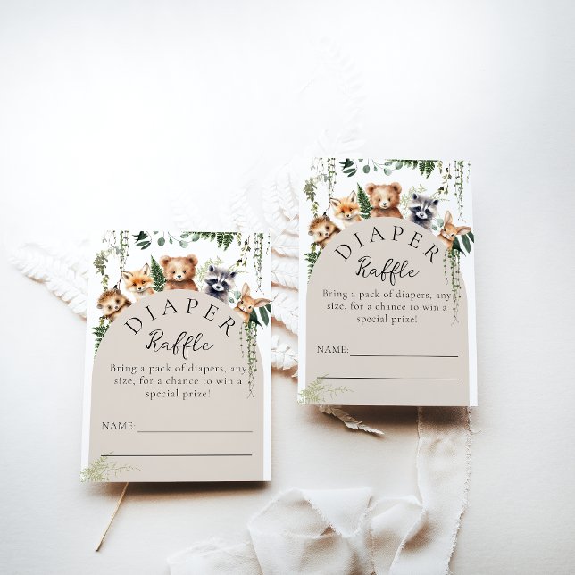 Skogsdjur Modern Baby Shower Diaper Tilläggskort (Skapare uppladdad)