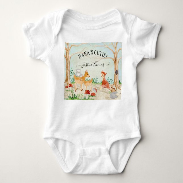 Skogsdjur Nanas Cutie Hjort Fox Baby T Shirt (Framsida)