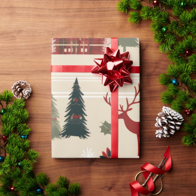 Skogsdjur norrut skidjul mönster presentpapper (Julgåva)