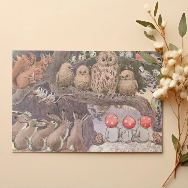 Skogsdjur och barn Elsa Beskow Tack Kort (Skapare uppladdad)