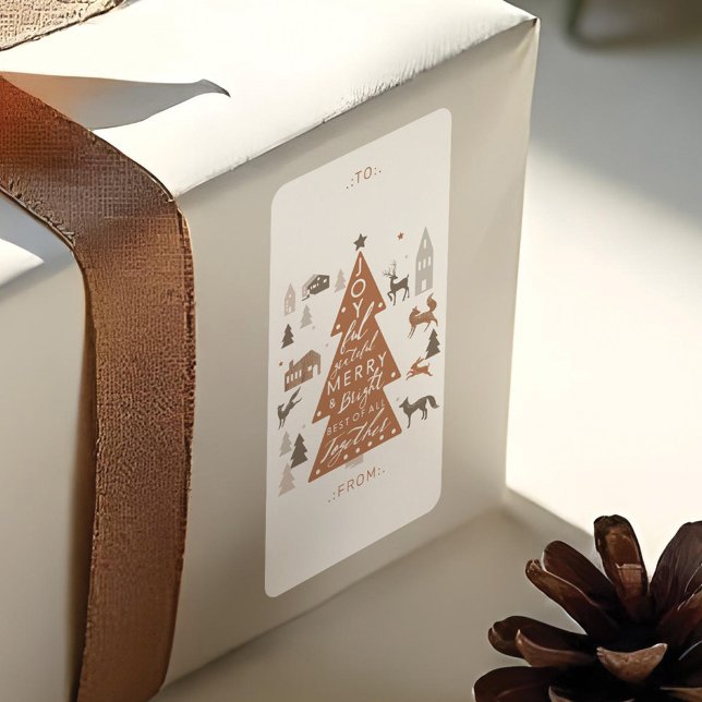 Skogsdjur och Mysiga byar till och från Adressetikett (Woodland Forest Animals & Cozy Village To & From Label)