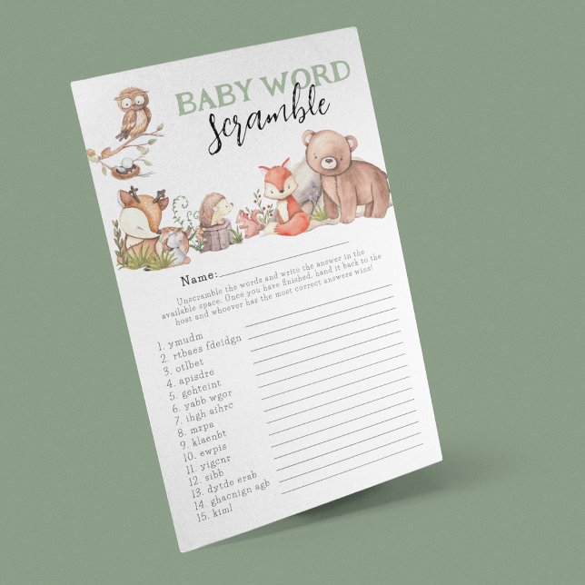 Skogsdjur "Ord-skam" Baby Shower-spel (Skapare uppladdad)
