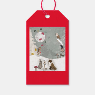 SKOGSDJUR PÅ EN SNOWY NIGHT GIFT-MÄRKRE PRESENTETIKETT