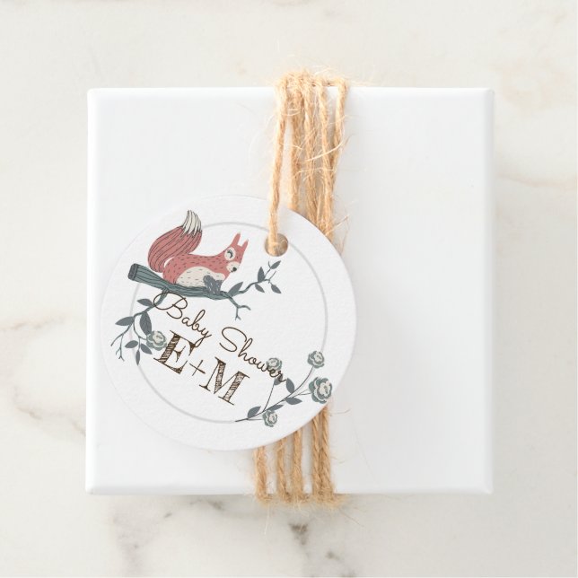 Skogsdjur Par BABY SHOWER Gåvor Etiketter (På plats)