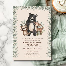 Skogsdjur Par Baby Shower Inbjudningar