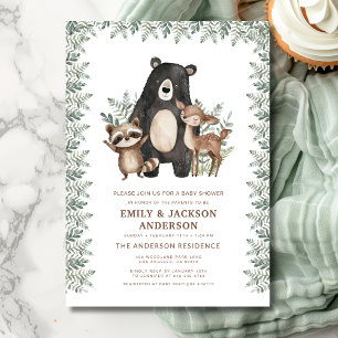 Skogsdjur Par Baby Shower Inbjudningar