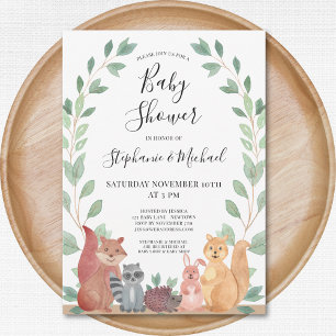 Skogsdjur Par Baby Shower Inbjudningar