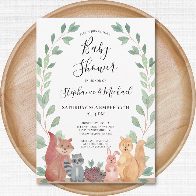 Skogsdjur Par Baby Shower Inbjudningar (Skapare uppladdad)